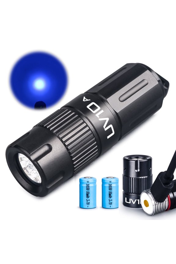 395nm Flashlight LED High-Power USB Rechargeable Mini Keychain UV Torch for Glue,Lamp -Spot Scorpions, Pet Urine, Counterfeit Money, Resin(UV10-395nm)
