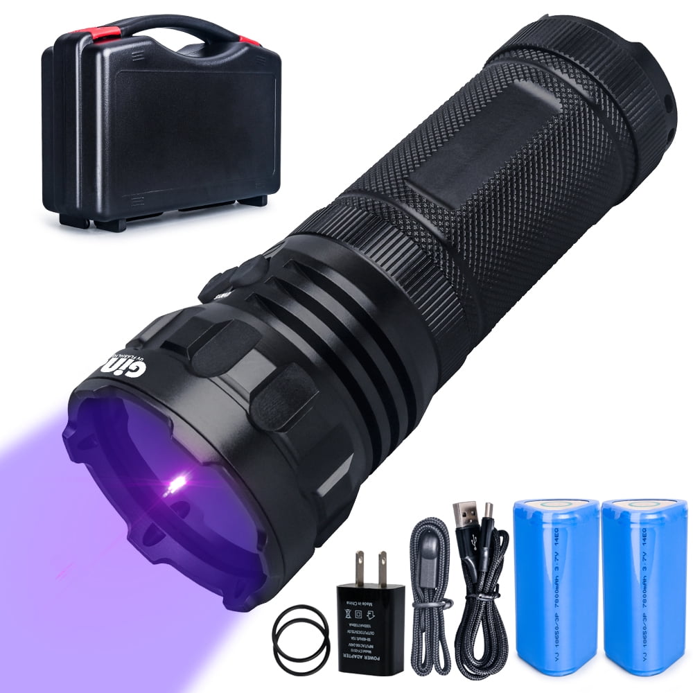 GING M15 UV Flashlight - 365nm High Power Black Light With USB-C, 3 LED Beads, Rechargeable, For Detection & Curing