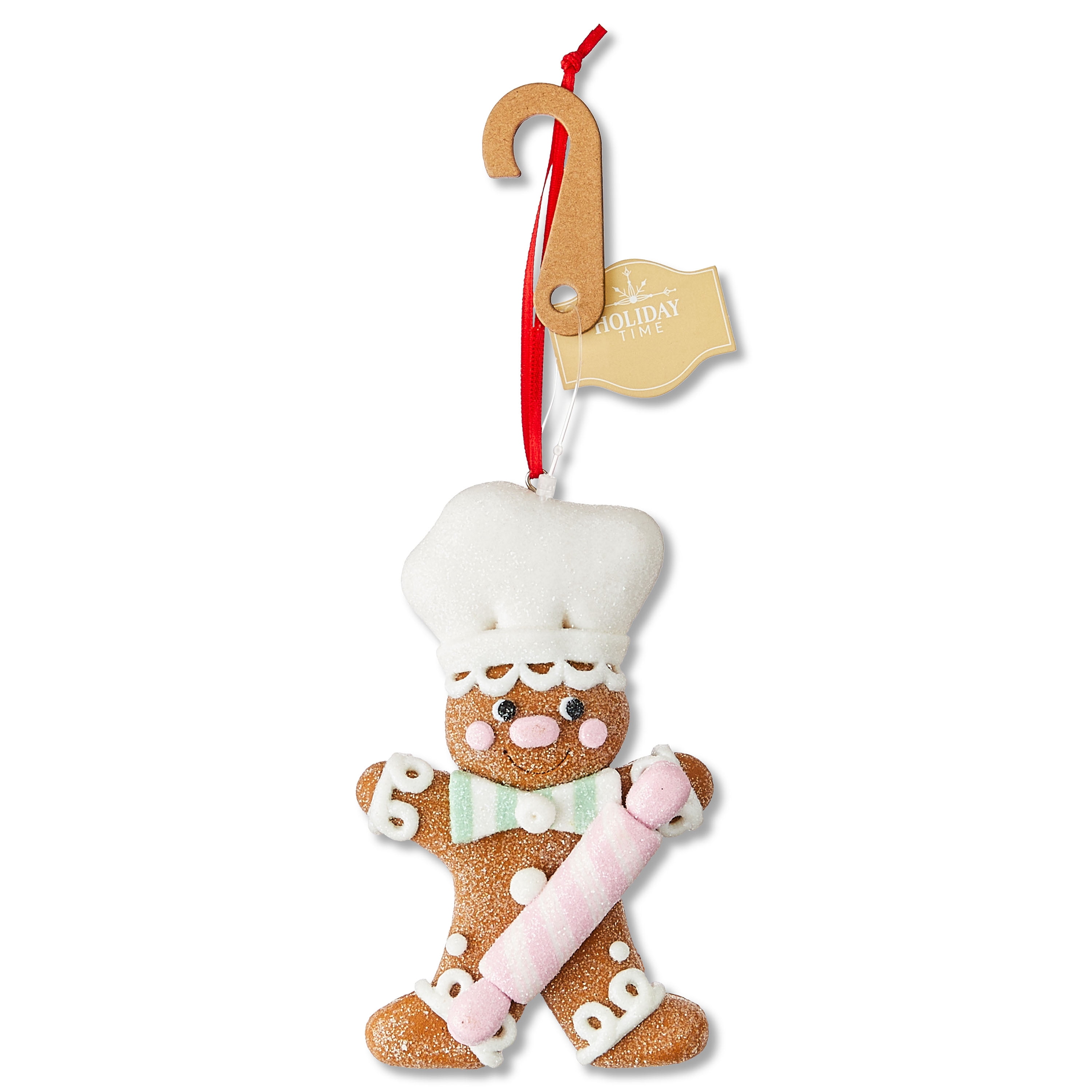 Pink Clay Dough Gingerbread Chef Christmas Ornament, 4.5", by Holiday Time