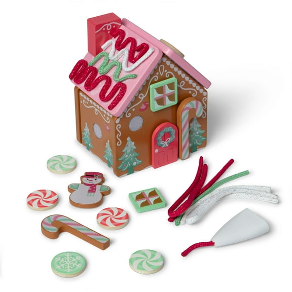 Melissa & Doug Pink Wooden Gingerbread House Reusable, Mess-Free Play Set Activity for Boys and Girls