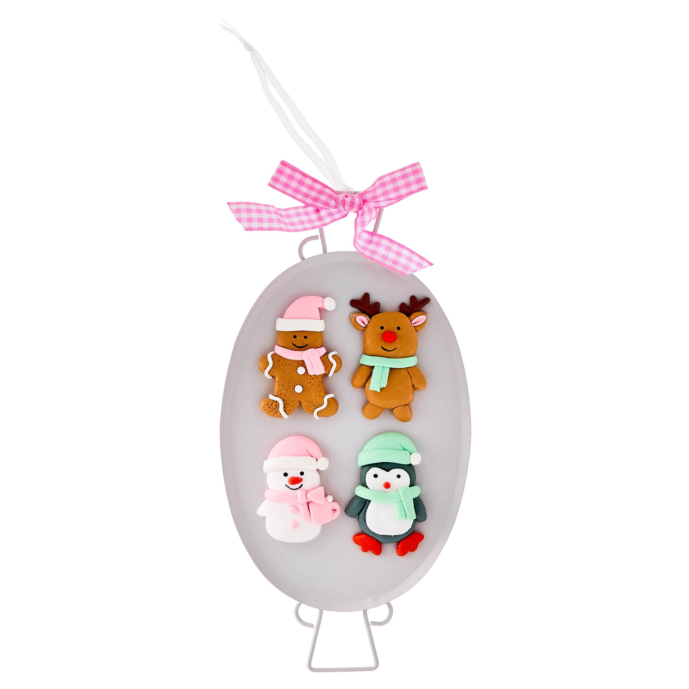 Multicolor Clay Dough Gingerbread Characters Christmas Ornament, 6.8", by Holiday Time