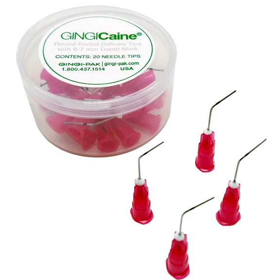 GINGI Caine Pink Round Ended Delivery Special Tips with 6-7 mm Depth Mark  20/Box