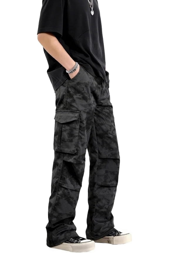Baggy Cargo Pants Men Camo Wide Leg Fashion Y2K Loose Fit Streetwear Drawstring Stretch