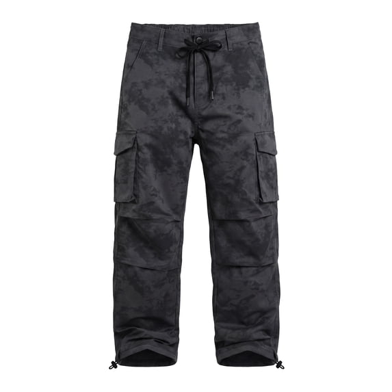 GINGTTO Men's Cargo Camo Pants, Baggy Flex Wide Leg Fashion Y2K Streetwear Drawstring Stretch