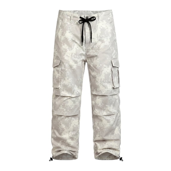 GINGTTO Men's Cargo Camo Pants, Baggy Flex Wide Leg Fashion Y2K Streetwear Drawstring Stretch