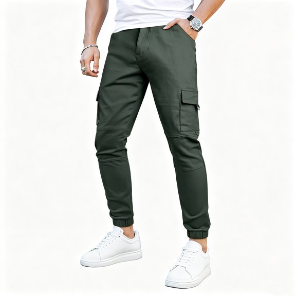 GINGTTO Cargo Joggers Men Cotton Slim Fit Stretch Camo Pants Elastic Waist