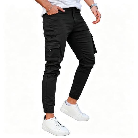 GINGTTO Cargo Joggers Men Cotton Slim Fit Stretch Camo Pants Elastic Waist