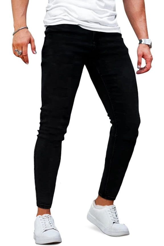 Elastic Waist Ripped Cotton Jeans, (Men's)