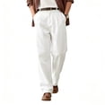 thumbnail image 1 of GINGTTO Men's Breathable Linen Pants - White Relaxed-Fit Casual Trousers for Daily & Vacation, 1 of 5