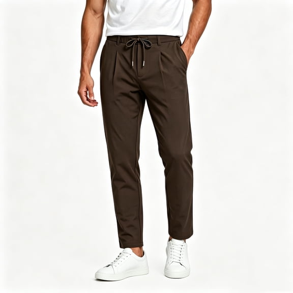 GINGTTO Men Business & Athletic Stretch Drawstring Chinos, Wrinkle Free Straight Leg Office Work Slacks, Lightweight Quick Dry Golf Workout Pants for Commute Travel Gym