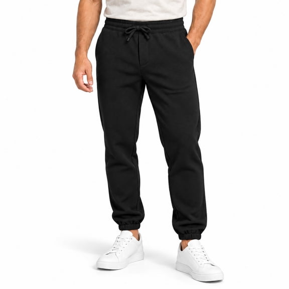GINGTTO Men's Textured Fleece Jogger Sweatpants with Drawstring Waist and Pockets