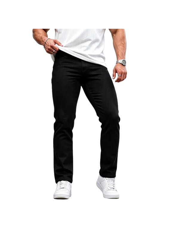 Men's Lightweight Stretch Slim Fit Jeans Comfort Flexible Casual Denim Pants
