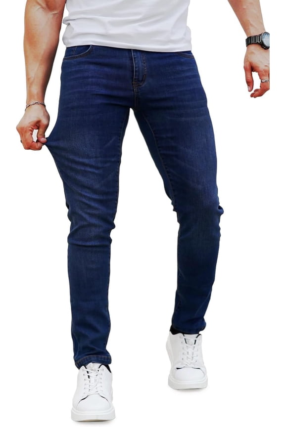 Men's Lightweight Stretch Slim Fit Jeans Comfort Flexible Casual Denim Pants