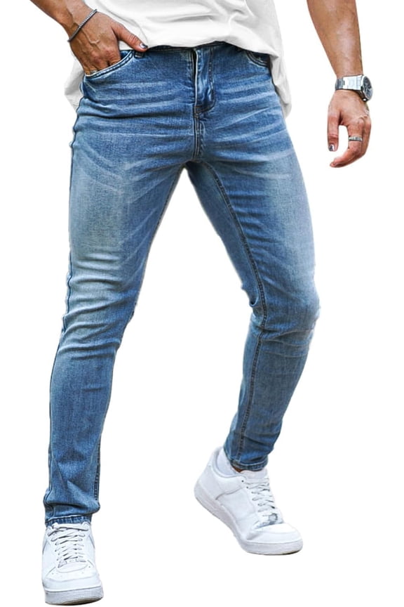 Men's Lightweight Stretch Slim Fit Jeans Comfort Flexible Casual Denim Pants