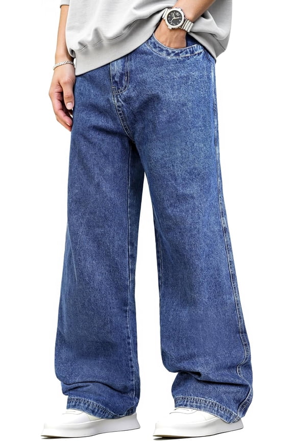 Men's Loose Fit Stretch Denim Jeans Lightweight Breathable All-Day Comfort Casual Trousers