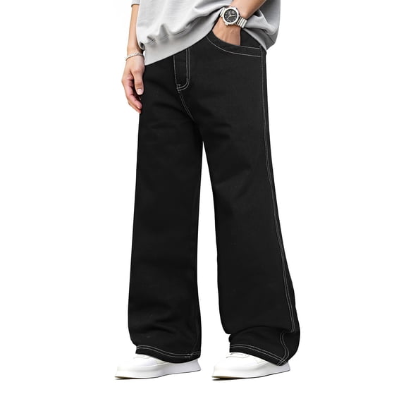 GINGTTO Men's Loose Fit Stretch Denim Jeans Lightweight Breathable All-Day Comfort Casual Trousers