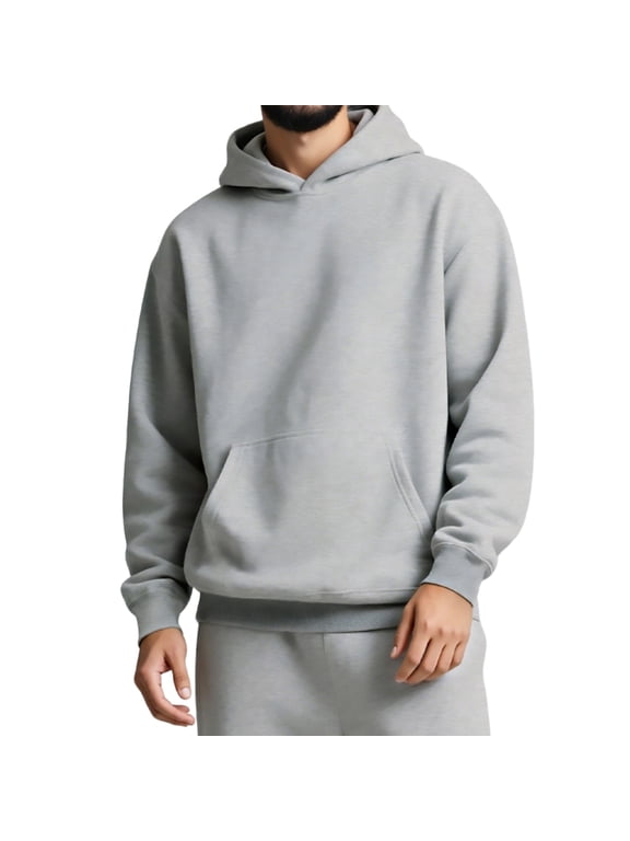 Men's Oversized Pullover Hoodie, Soft Fleece Long Sleeve Sweatshirt with Front Kangaroo Pocket, Casual Athletic Hooded Top for Workout Gym Daily Lounging, S-3XL Big & Tall Sizes