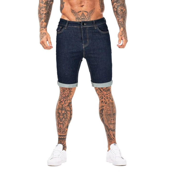 GINGTTO Men's Skinny Denim Shorts Slim Fit Stretch Jeans Short