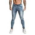 thumbnail image 1 of GINGTTO Men's Skinny Stretch Ripped Tapered Leg Jeans Light Blue, 1 of 7
