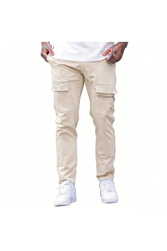 Men's Tactical Cargo Hiking Pants with 6 Pockets - Stretch Waist & Drawstring for Fishing, Climbing | Spring Outdoor Casual Wear