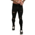 thumbnail image 1 of GINGTTO Men's Tapered Jeans Slim Fit Skinny Stretch Ripped Denim Pants Black, 1 of 7