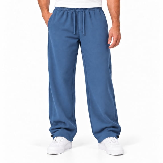 GINGTTO Men's Wide Leg Sweatpants, Cotton Blend, Relaxed Fit with Pockets