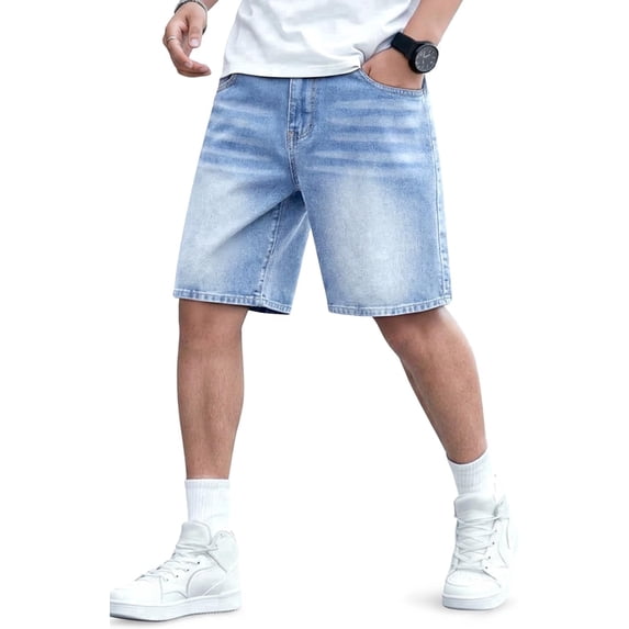 GINGTTO Men's Relaxed Fit Baggy Denim Shorts