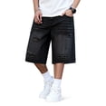 thumbnail image 1 of GINGTTO Men's Ripped Baggy Fit Below Knee Denim Shorts, 1 of 8