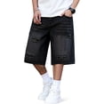thumbnail image 1 of GINGTTO Men's Ripped Baggy Fit Below Knee Denim Shorts, 1 of 10