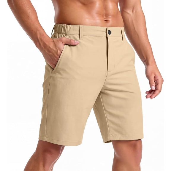 GINGTTO Mens Casual Dress Shorts Stretch Slim Fit Quick Dry 9 Inch Inseam
