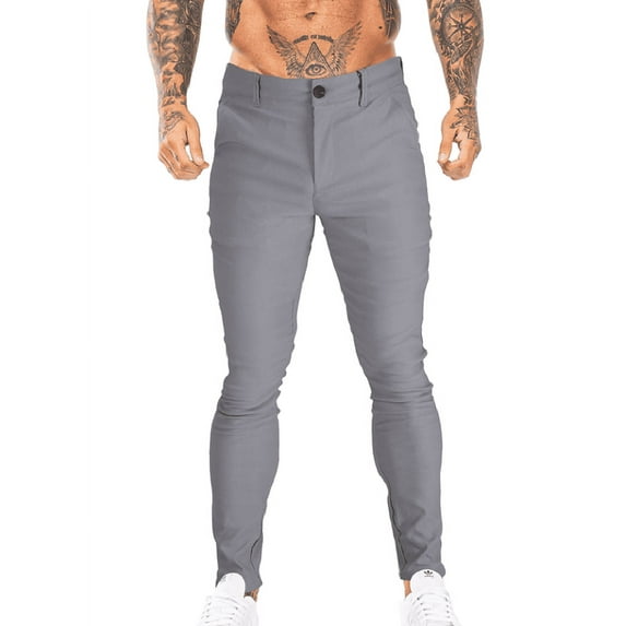 GINGTTO Mens Chino Pants Stretch Slim Fit Flat Front Dress Pants