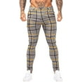 thumbnail image 1 of GINGTTO Mens Chinos Slim Fit Flat-Front Skinny Dress Pants Grey Plaid, 1 of 6