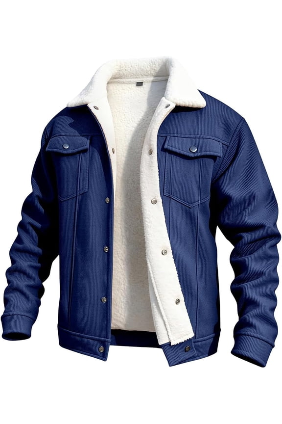 Men's Corduroy Fleece Lined Trucker Sherpa Winter Jacket for Cold Weather