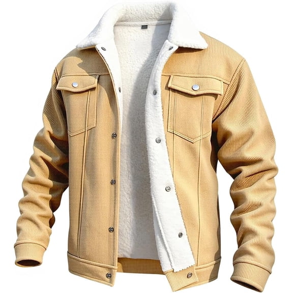 GINGTTO Men's Corduroy Fleece Lined Trucker Sherpa Winter Jacket for Cold Weather