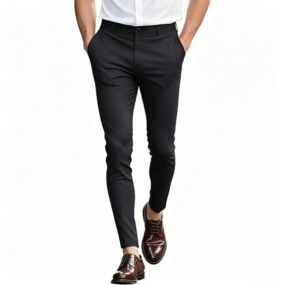 GINGTTO Mens Dress Pants Slim Fit Stretch Flat Front Chino | Super Stretchy,Wrinkle Resistant,Suitable for Business,Weddings,Golf,Dates and Casual