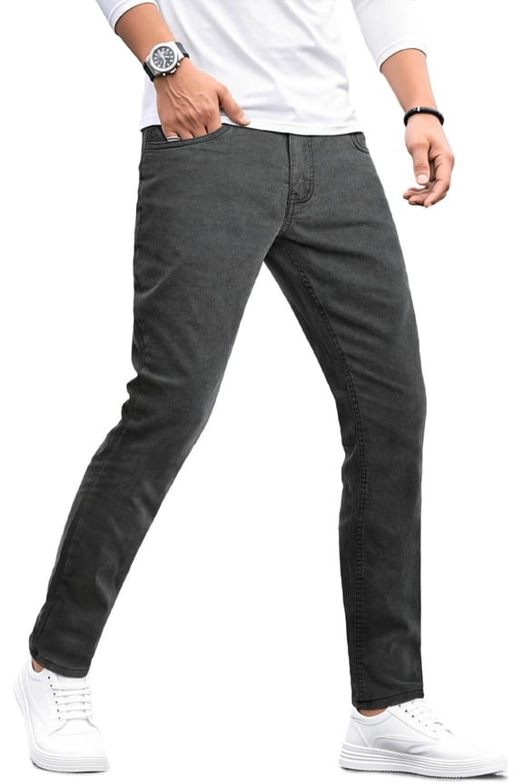 Mens Elastic Lightweight Denim Jeans Comfort Flex Slim Fit Trousers for Everyday
