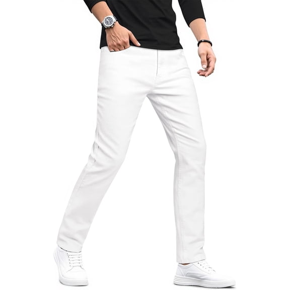 GINGTTO Mens Elastic Lightweight Denim Jeans Comfort Flex Slim Fit Trousers for Everyday