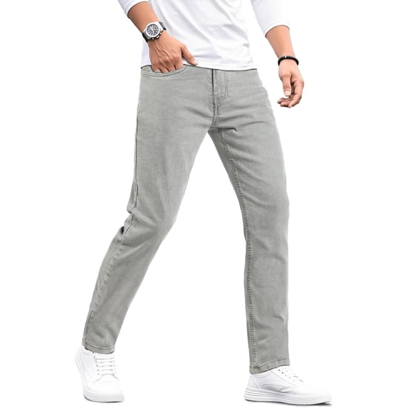GINGTTO Mens Elastic Lightweight Denim Jeans Comfort Flex Slim Fit Trousers for Everyday