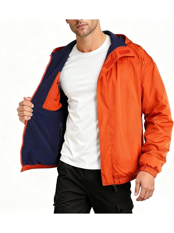 Men's Winter Softshell Fleece Lined Reversible Bomber Jacket with Detachable HoodGINGTTO Mens Winter Jacket Softshell Fleece Lind with Detatchable Hood,Reversible Bomber Windbreaker for Men