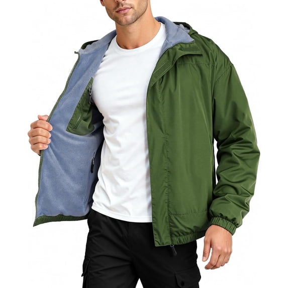 GINGTTO Men's Winter Softshell Fleece Lined Reversible Bomber Jacket with Detachable HoodGINGTTO Mens Winter Jacket Softshell Fleece Lind with Detatchable Hood,Reversible Bomber Windbreaker for Men