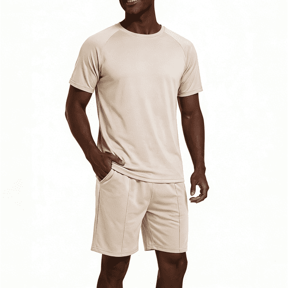 GINGTTO Men's Summer 2 Piece Short Set Casual Athletic Workout Outfits Loose Fit T-Shirt and Elastic Waist Shorts