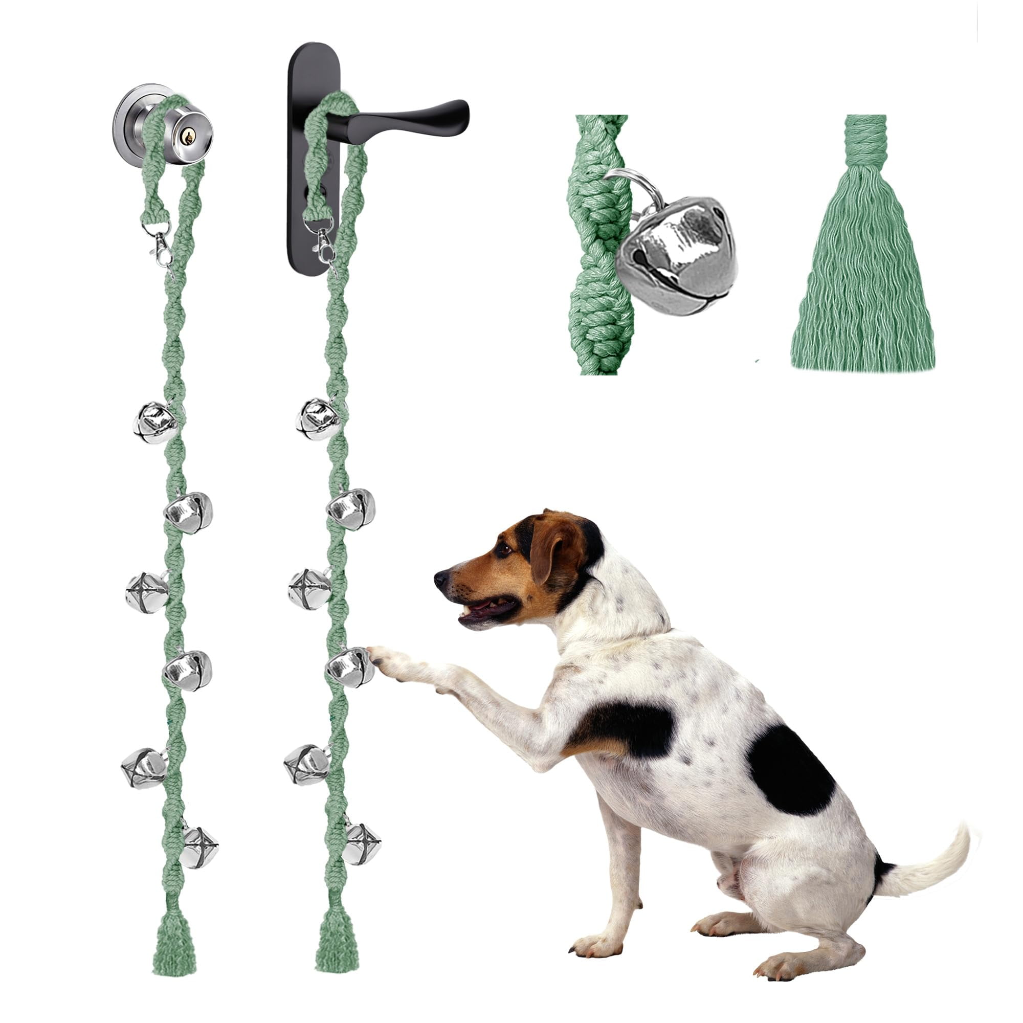 GINIDEAR Dog Bells to Go Outside Adjustable Dog Door Bell Door Bells for Dogs Quality Puppy Training Bell. Twisted Style Lightgreen 2 pack C28 Walmart