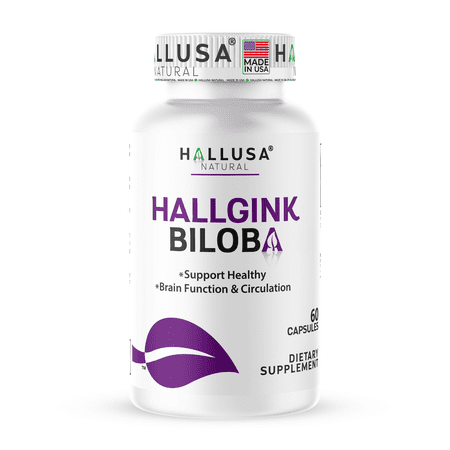 Hallusa Natural Ginko Biloba Capsules 120mg (24%) | Support Healthy Brain Function & Circulation* Cognitive Support Supplement, Memory, Focus & Mental Clarity | 60 Capsules