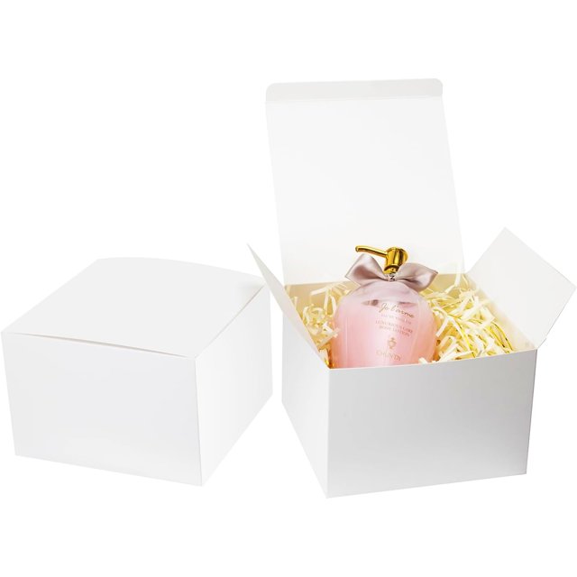 GINLEBO White Gift Boxes 6x6x4Inches 25Pcs Small Gift Boxes with Lids