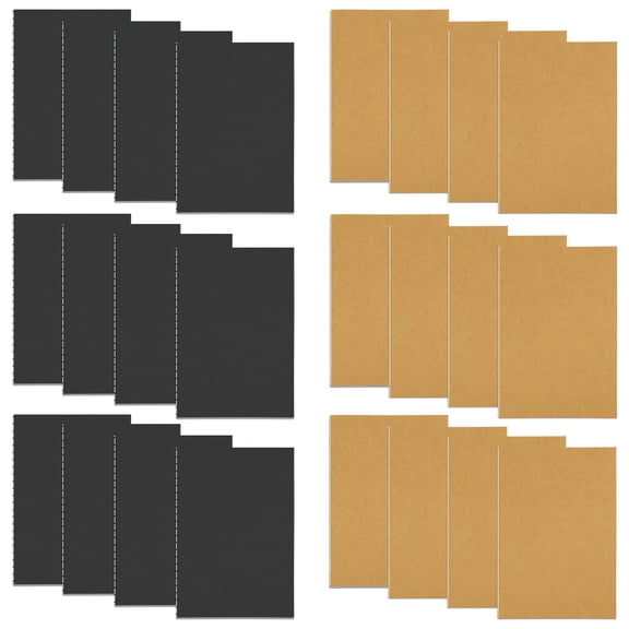 GINMLYDA 24 Pack A6 Mini Journal, 3.5"x 5", Thick & Lined Paper, Pocket Notebook, Softcover, Small Memo Notepad (Brown Kraft & Black)