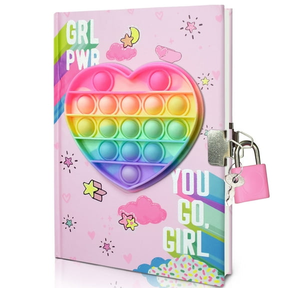 GINMLYDA Lockable Adult Business Journals Gift Set with Fidget Notebook, Padlock & Keys, Pink Heart, 7.5 x 5.4 Inches, 160 Pages, 1 Count