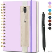 GINMLYDA Small Spiral Notebook (Purple) - 5.7"x 8.27", 160 Lined Pages - A5 Travel Journal for Men Women, w/Pen Holder & Pen, Hardcover, for Writing, Gifts