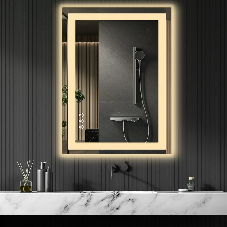 30x22 Inch LED Bathroom Mirror With Lights - Anti-Fog, Dimmable, Touch Control, IP54 Waterproof