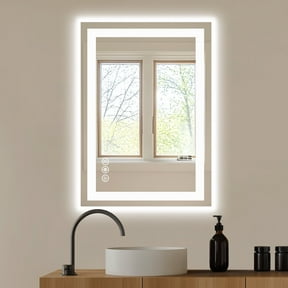 JIOABL LED Bathroom Mirror 20"x 28" with Stepless Dimmable Wall Mirrors with Anti-Fog, Vanity Mirror with 3 Color Modes, Shatter-Proof, Bathroom Mirror with LED Lights