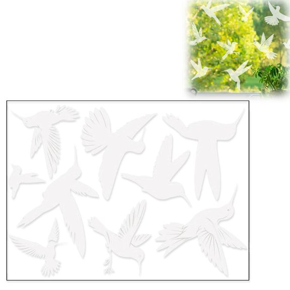 GINTBN 9Pcs Bird Window Strike Prevention,Adhesive-Free Hummingbird Anti Collision Window Stickers Clings for Glass Doors and Windows